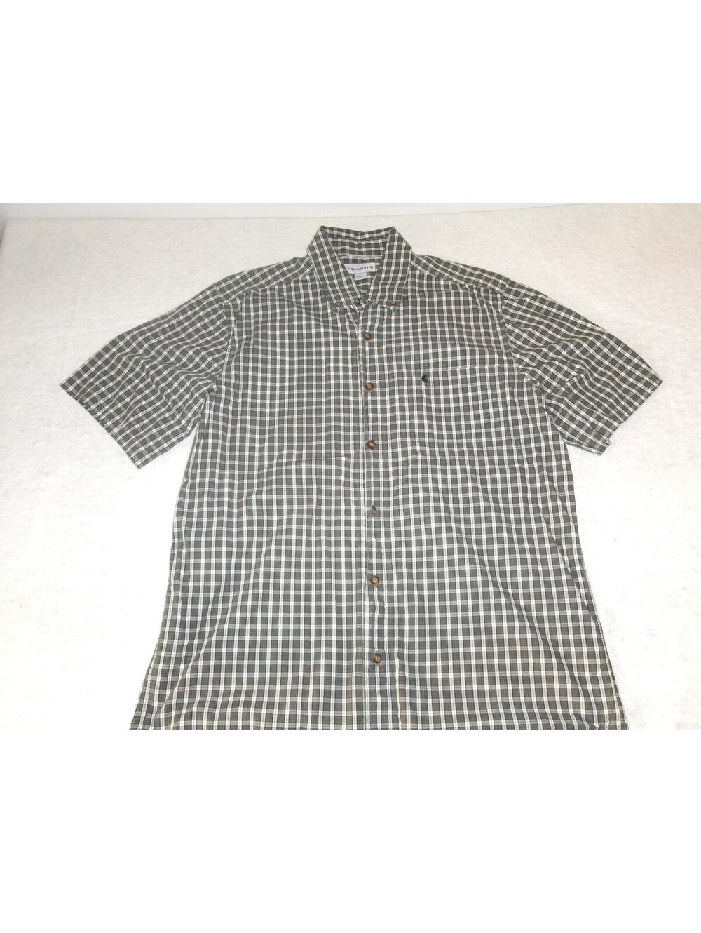 Carhartt Green Plaid Short Sleeved Polo L